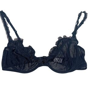 Sexy Little Things Bra Black Lacey Sheer Ruffled Size 36C